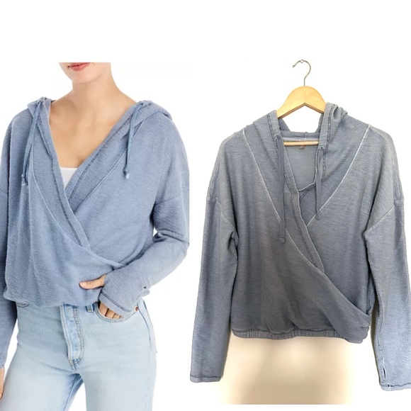 Free People Movement Women's Criss Crossed Sweat in Denim Gray Sz Medium Hoodie - Picture 10 of 10